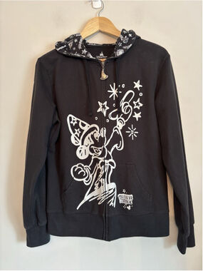 Disney Parks Gray Sorcerer Mickey Zip Up Hoodie Large